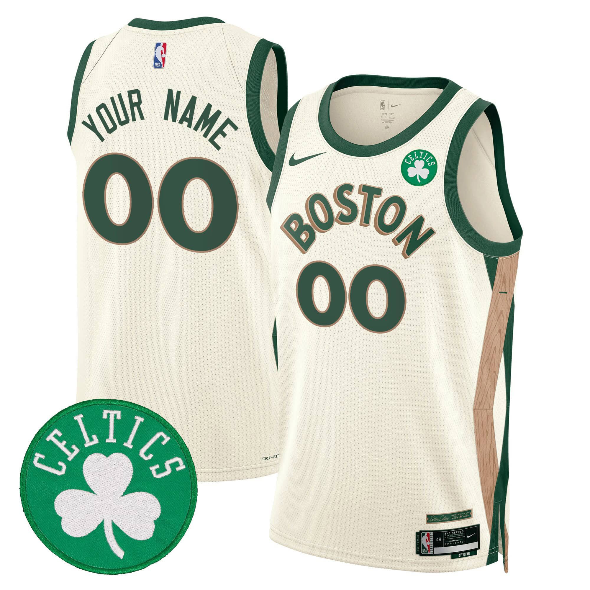 Men Boston Celtics Cream 2024 Nike Swingman Custom NBA Jersey